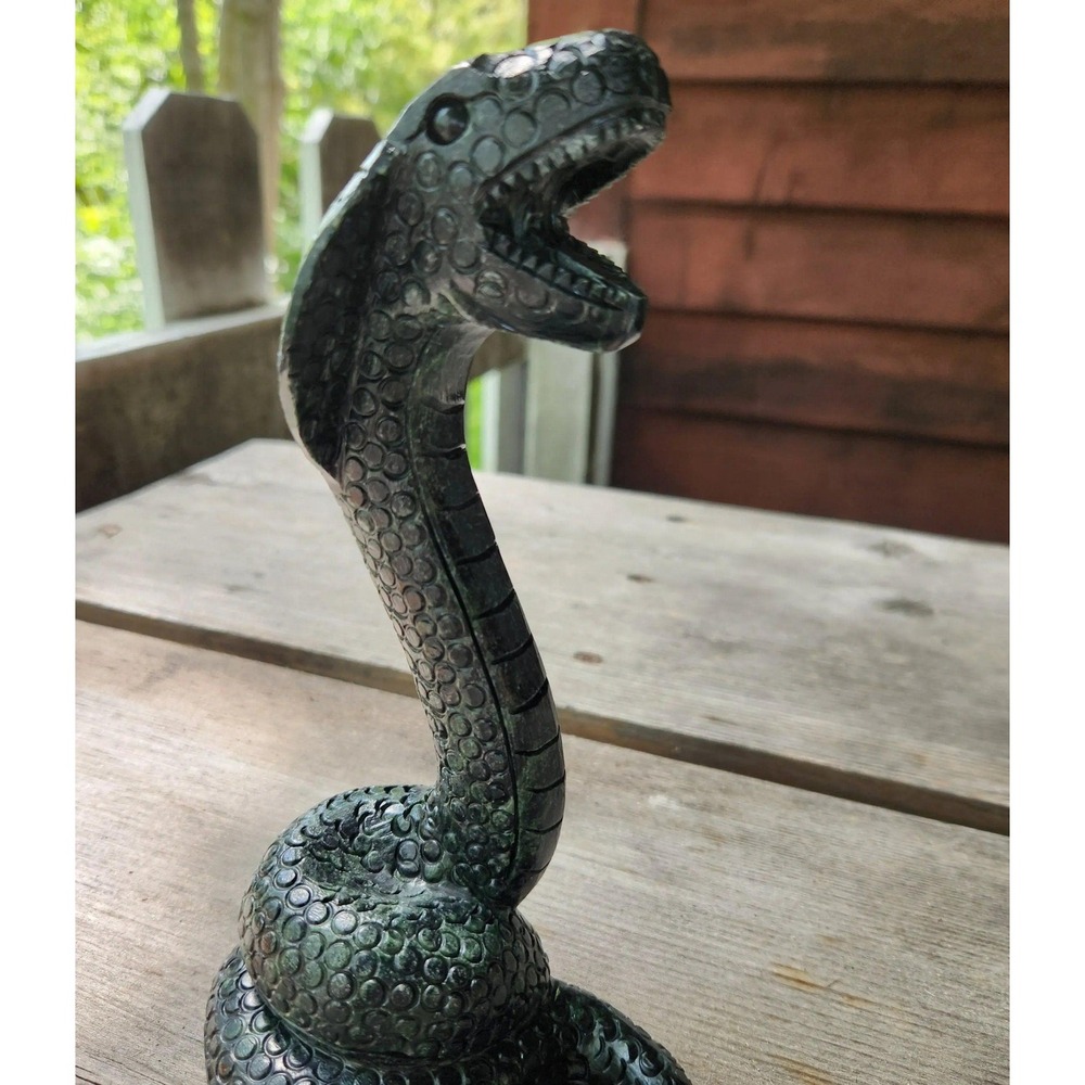 Serpentine Jade Cobra Figurine, Crystal Animal, Snake Statue,